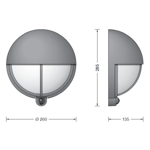 24347K3 LED-Wandleuchte mit PIR-Sensor, grafit