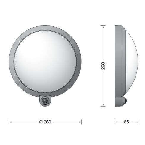 24176K3 LED-Wandleuchte mit PIR-Sensor, grafit