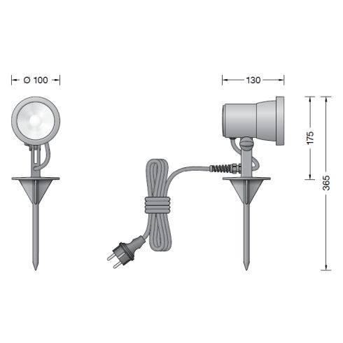 85009K3 LED-Scheinwerfer mit Erdspieß, grafit