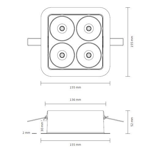 Q Four IN 40° 2700K Deckeneinbauleuchte · Downlight, schwarz