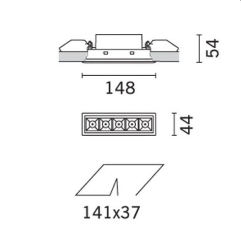 Laser Blade Frame General 3000K - 5 Zellen LED-Deckeneinbauleuchte, weiß